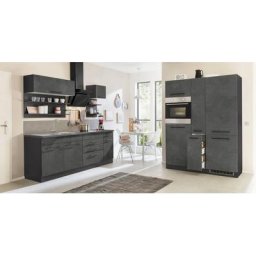 HELD MÖBEL Küchenzeile Tulsa, ohne E-Geräte, Breite 360 cm, schwarze Metallgriffe, MDF Fronten