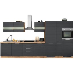 HELD MÖBEL Küche Luhe, 390 cm breit, wahlweise mit oder ohne E-Geräten, gefräste MDF-Fronten
