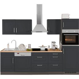HELD MÖBEL Küchenzeile Stockholm, Breite 280 cm, mit hochwertigen MDF Fronten im Landhaus-Stil