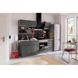 HELD MÖBEL Küchenzeile Tulsa, Breite 210 cm, schwarze Metallgriffe, hochwertige MDF Fronten