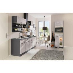 HELD MÖBEL Küchenzeile Tulsa, ohne E-Geräte, Breite 290 cm, schwarze Metallgriffe, MDF Fronten