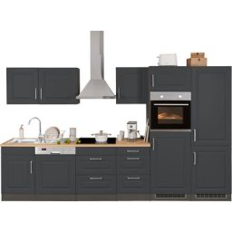 HELD MÖBEL Küchenzeile Stockholm, Breite 340 cm, mit hochwertigen MDF Fronten im Landhaus-Stil