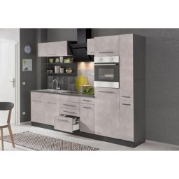 HELD MÖBEL Küchenzeile Tulsa, ohne E-Geräte, Breite 270 cm, schwarze Metallgriffe, MDF Fronten