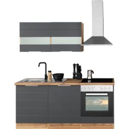 HELD MÖBEL Küche Luhe, 180 cm breit, wahlweise mit oder ohne E-Geräten, gefräste MDF-Fronten