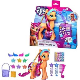 Hasbro Spielfigur My Little Pony, A New Generation - Regenbogenmähne Sunny Starscout, mit langen, pinkfarbenen Haaren und Sternschnuppen-Schönheitsfleck