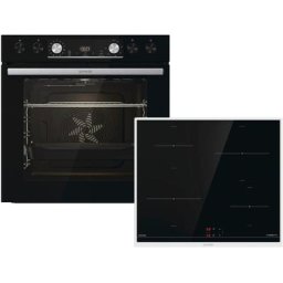 GORENJE Induktions Herd-Set Black Set 4 Induktion, mit 1-fach-Teleskopauszug, Aqua Clean