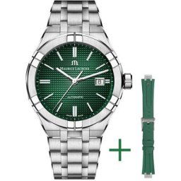 MAURICE LACROIX Automatikuhr Aikon Automatik, AI6008-SS00F-630-D, (Set, 2-tlg., Uhr mit grünem Wechselarmband aus Kautschuk)