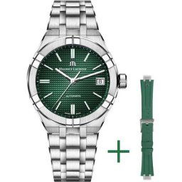 MAURICE LACROIX Automatikuhr Aikon Automatik, AI6007-SS00F-630-D, (Set, 2-tlg., Uhr mit grünem Wechselarmband aus Kautschuk)