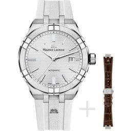 MAURICE LACROIX Automatikuhr Aikon Automatik, AI6008-SS00B-130-G, (Set, 2-tlg., Uhr mit braunem Wechselarmband aus Leder)