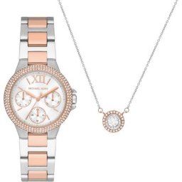 MICHAEL KORS Multifunktionsuhr CAMILLE, MK1054SET, (Set, 2-tlg., mit Kette)