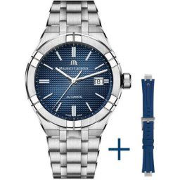 MAURICE LACROIX Automatikuhr Aikon Automatik, AI6008-SS00F-430-C, (Set, 2-tlg., Uhr mit blauem Wechselarmband aus Kautschuk)