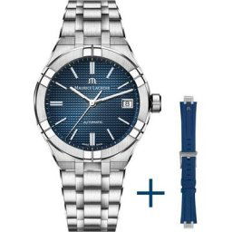 MAURICE LACROIX Automatikuhr Aikon Automatik, AI6007-SS00F-430-C, (Set, 2-tlg., Uhr mit blauem Wechselarmband aus Kautschuk)