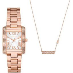 MICHAEL KORS Quarzuhr EMERY, MK1074SET, (Set, 2-tlg., mit passender Kette)