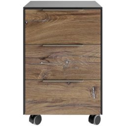 Maja Möbel Rollcontainer Yolo Mio, tolle Holzoptik mit silbrigen Details