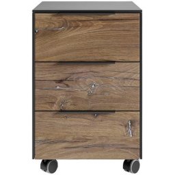 Maja Möbel Rollcontainer Yolo Mio, tolle Holzoptik mit silbrigen Details