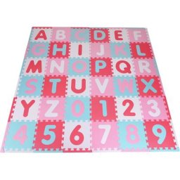 Knorrtoys® Puzzle Alphabet + Zahlen, Pink-rosa, Puzzleteile, Puzzlematte, Bodenpuzzle