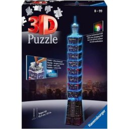 Ravensburger 3D-Puzzle Taipei 101 bei Nacht, 216 Puzzleteile, mit Farbwechsel LEDs, Made in Europe, FSC® - schützt Wald - weltweit