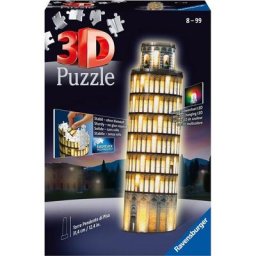 Ravensburger 3D-Puzzle Schiefer Turm von Pisa bei Nacht, 216 Puzzleteile, mit Farbwechsel LEDs, Made in Europe, FSC® - schützt Wald - weltweit