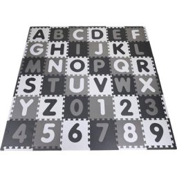 Knorrtoys® Puzzle Alphabet + Zahlen, grau-weiß, Puzzleteile, Puzzlematte, Bodenpuzzle