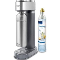 Philips Wassersprudler Metal, & CO2-Zylinder, 1L Edelstahl-Flasche