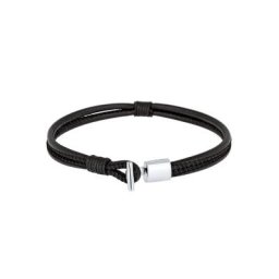 KUZZOI KUZZOI Armband Herren Basic Echtleder Knoten Haken 925er Silber Herrenschmuck