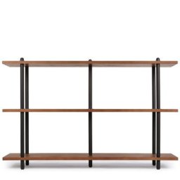 HAWKING Regale - Regal & Bibliothek, Walnussholz & schwarzes Metall, 120 x 77cm