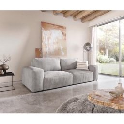 DELIFE Big-Sofa Lanzo L 260x110 cm Cord Silbergrau, Big Sofas