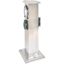 Gartensteckdose Steckdosenturm Edelstahl mit Timer vidaXL - Silver