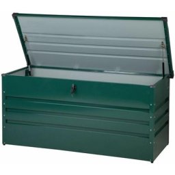 Große Metall-Gartentruhe 400 l dunkelgrün Kissenbox Auflagenbox für die Terrasse wasserdicht