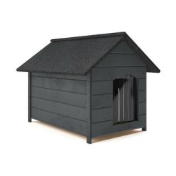 Roe Furniture - xxl Hundehütte Holz Hundehütte Massiv Wetterfest Echtholz isolierte grau (en)