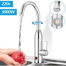 Elektrische Wasserhahn Edelstahl 360º 220V 3000W Elektrisch Durchlauferhitzer Wasserhahn Sofort