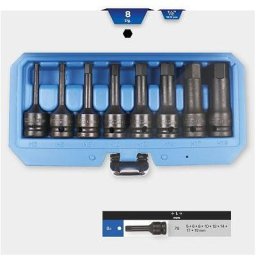Ks Tools 1/2"" Kraft-Bit-Stecknuss-Satz, Innensechskant, 8-tlg, 5 - 19 mm BT022615