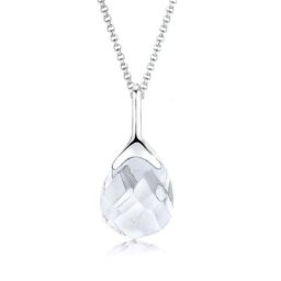 Elli Kette mit Anhänger Bergkristall Tropfen Klassisch 925 Silber