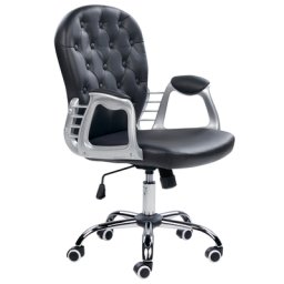 Bürostuhl Schwarz mit Silber Kunstleder Drehbar Elegantes Design