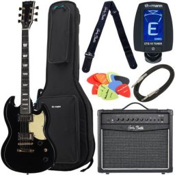 Harley Benton DC-LTD Gotoh Black Bundle