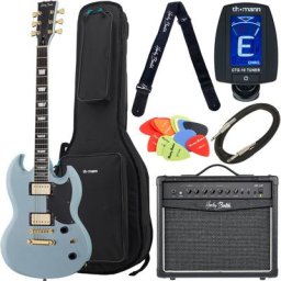 Harley Benton DC-DLX Gotoh Daph. Blue Bundle