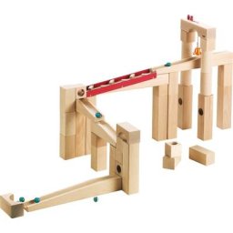 Kugelbahn-Bausatz, 42 Teile, 6 Murmeln, HABA 1136, beige