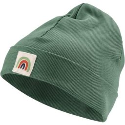 Kinder Ripp-Beanie mit Umschlagbund, grün, Gr. 54/56