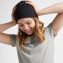 Kinder Beanie, schwarz, Gr. 54/56