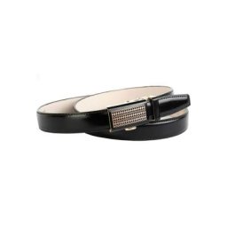 Anthoni Crown Ledergürtel 2,4 cm schmaler Ledergürtel in schwarz