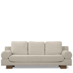 3-Sitzer-Sofa OMNIGHT - 3-Sitzer-Sofa, Papyrus Beige & Holz, B220