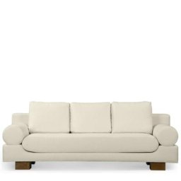 3-Sitzer-Sofa OMNIGHT - 3-Sitzer-Sofa, Bouclé Himalaya Weiß & Holz, B220