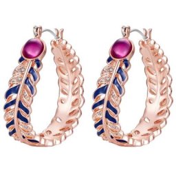Lulu & Jane Creolen Feder Metall-Legierung verziert mit Kristallen von Swarovski ® in Roségold Damen