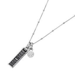 Giorgio Martello Milano Kette mit Anhänger 2-teilig, Zirkonia weiß und schwarz, Silber 925 Ketten Schwarz Damen