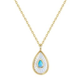 Glanzstücke München Halskette Sterling Silber Opal (synth.) Perlmutt in Gelbgold Ketten Damen