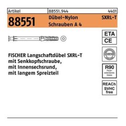 Fischer - Langschaftdübel r 88551 sxrl 10 x230 t Schrauben a 4/Dübel-Nylon