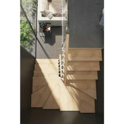 Viertelgewendelte Treppe mit 11 stufenanzahl - Zu erreichend Höhe 2.23 à 2.66m - Larg. 75cm - Holz