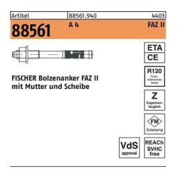Fischer - Bolzenanker faz ii 10/20 A4 (Inh. 50 Stück)