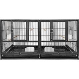 Vogelvoliere Vogelkäfig Groß Papageienkäfig Metall Vogelhaus mit Holzstange Futterstelle und