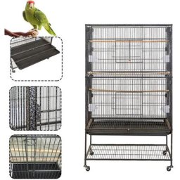 Aufun - Vogelvoliere Vogelkäfig groß Vogelhaus mit Rollen für Nymphensittiche, Papageien (132cm,